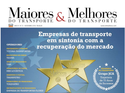 Premio ‘Mayores del Transporte y Mejores del Transporte’ 2018 evaluó empresas brasileñas que, juntas, tuvieron ingresos operacionales netos superiores a los 600 mil millones de dólares en el ejercicio anterior