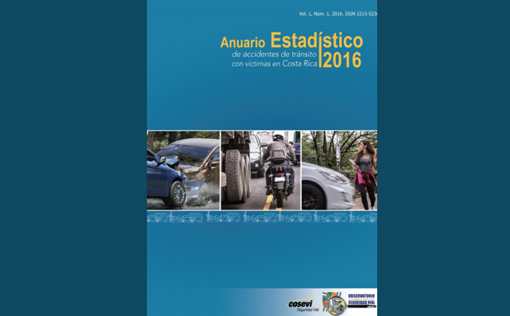 Publicado em 2018, está disponível on-line o ‘Anuário Estadístico de Accicentes de Tránsito con Victimas en Costa Rica 2016’