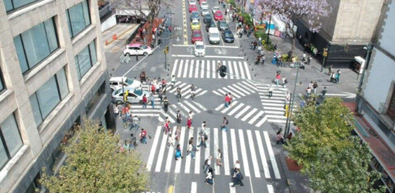 Travessias de pedestres diagonais