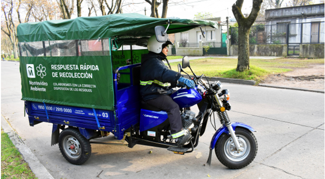 A prefeitura de Montevidéu implementa programa de reestruturação laboral de ex-classificadores de resíduos sólidos, com ênfase na substituição de tração animal por triciclos motorizados